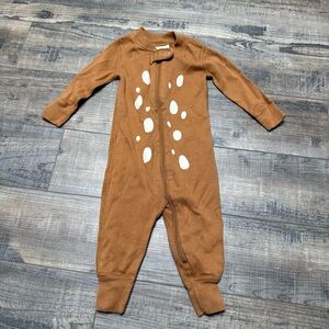 Hanna Andersson Brown One Piece Sleeper Deer Reindeer